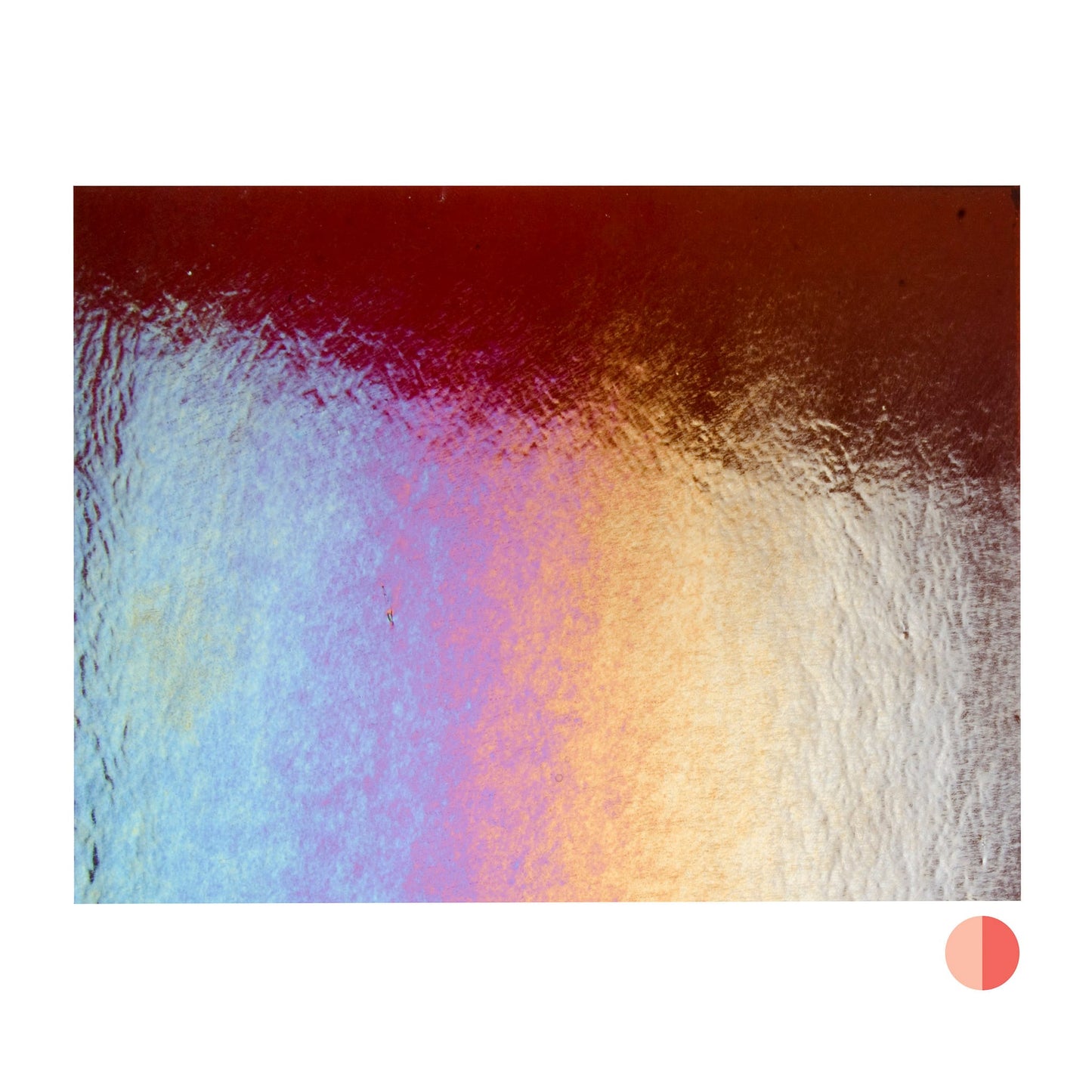 Bullseye COE90 Fusing Glass 001321 Carnelian, Iridescent, Rainbow Full Sheet