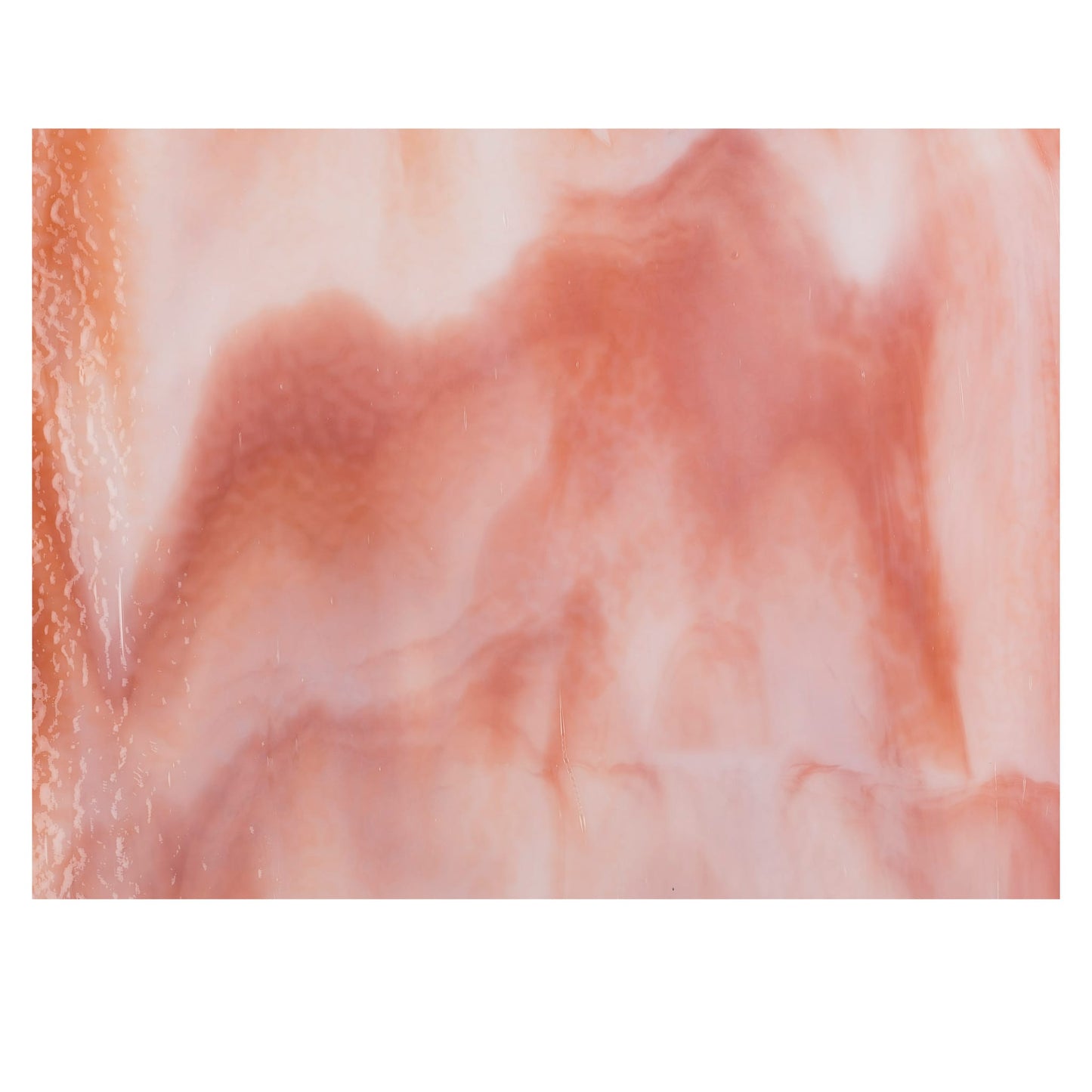 Bullseye COE90 Fusing Glass 002305 White Opalescent, Salmon Pink Opalescent Half Sheet