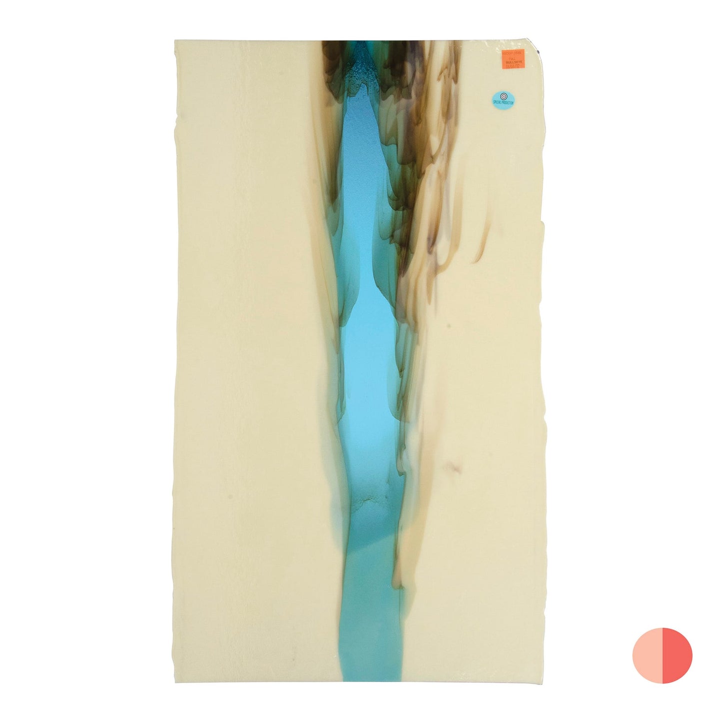 Bullseye COE90 Fusing Glass 002537 French Vanilla with Light Turquoise Blue Cascade Full Sheet