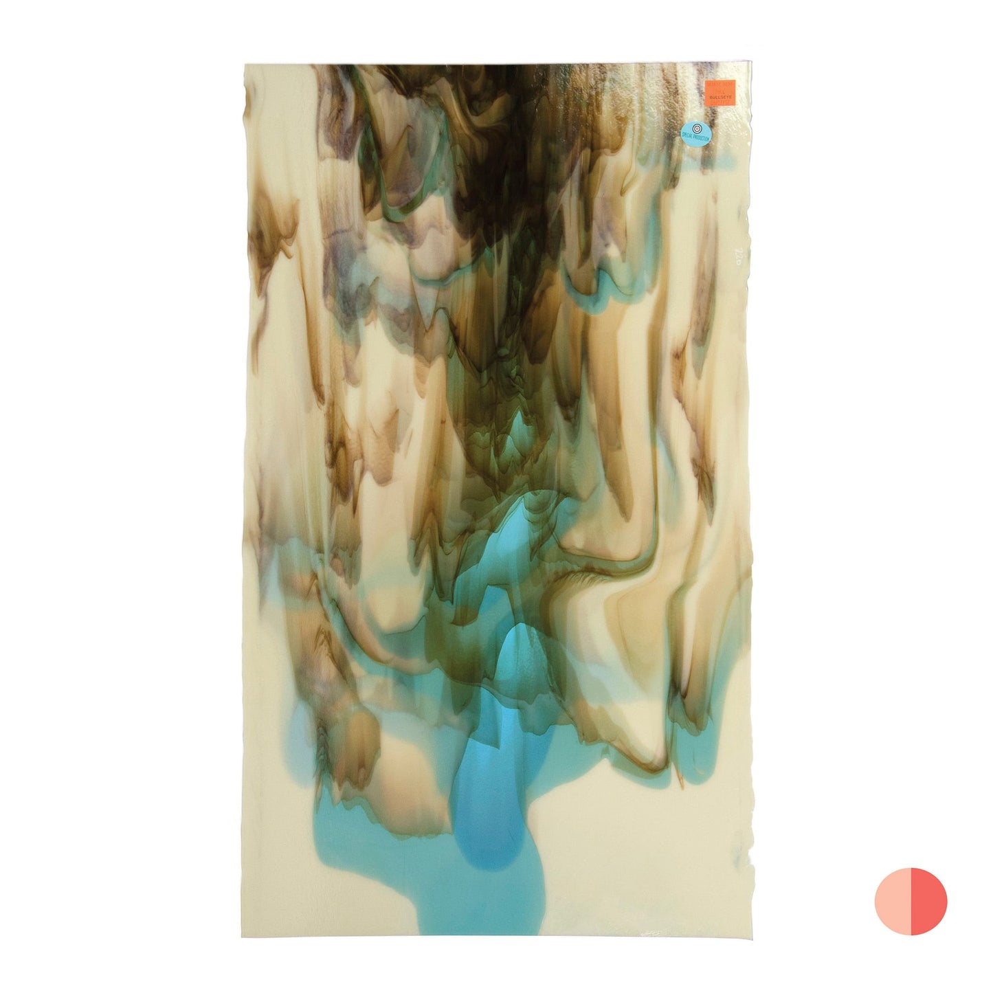 Bullseye COE90 Fusing Glass 002537 French Vanilla with Light Turquoise Blue Infusion Half Sheet