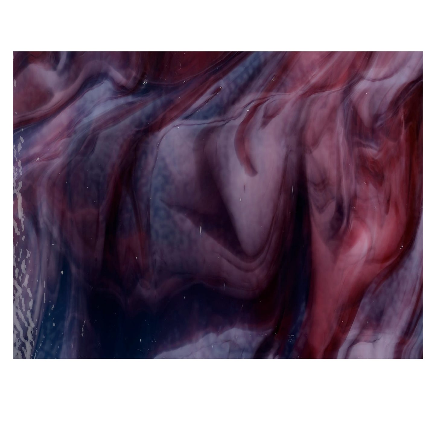 Bullseye COE90 Fusing Glass 003328 White Opalescent, Deep Royal Purple, Cranberry Pink Full Sheet