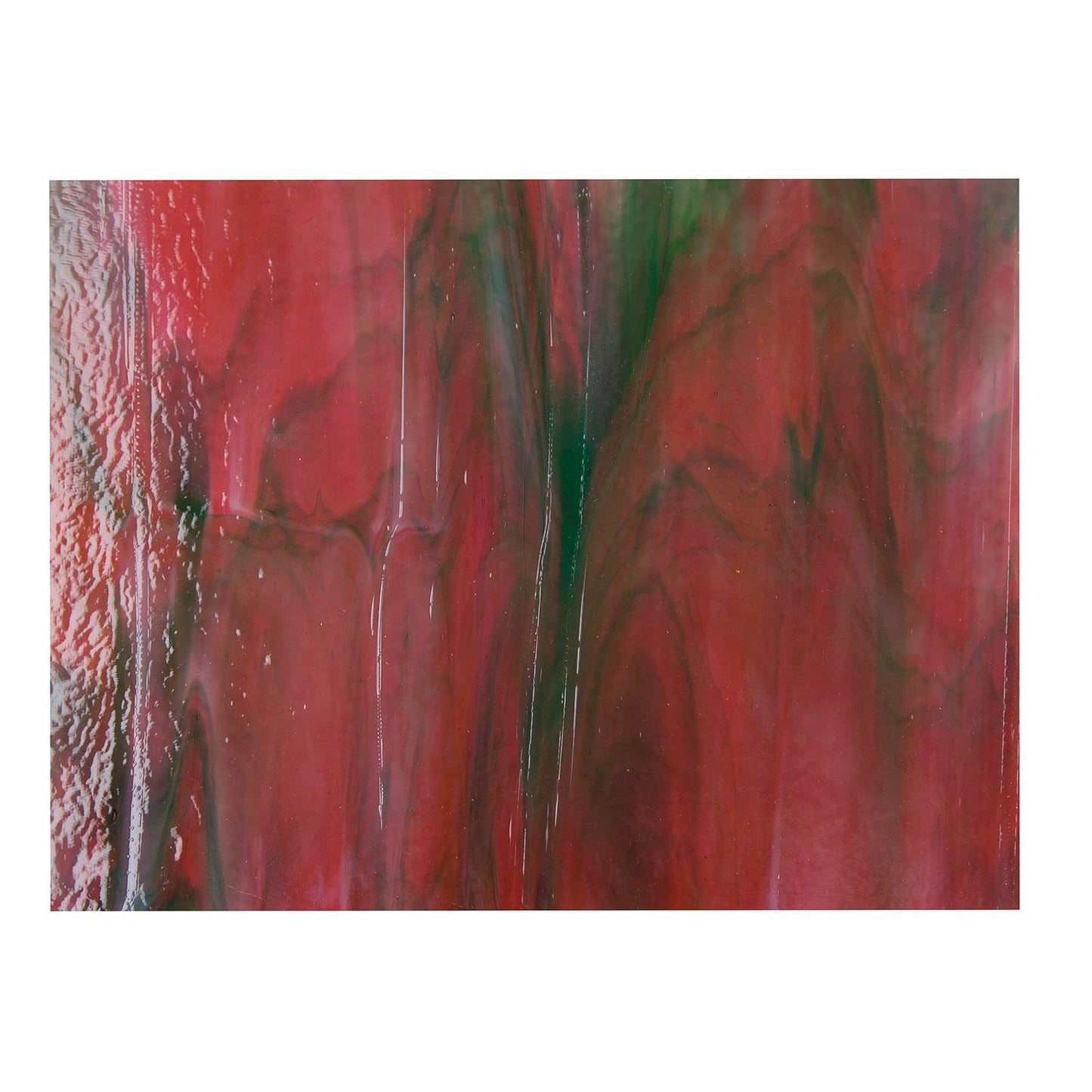 Bullseye COE90 Fusing Glass 003345 Cranberry Pink, Emerald Green, White Half Sheet