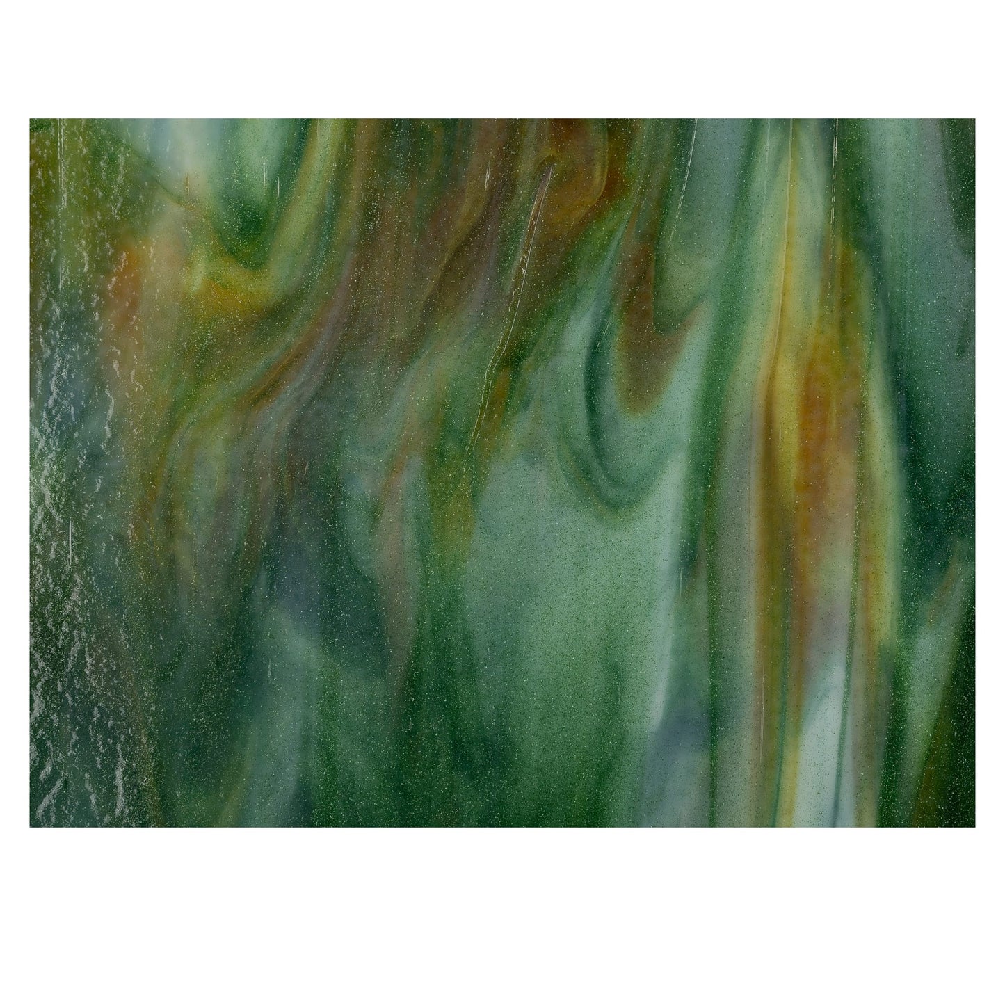 Bullseye COE90 Fusing Glass 003501 White Opalescent, Deep Forest Green, Caramel Opalescent Handy Sheet