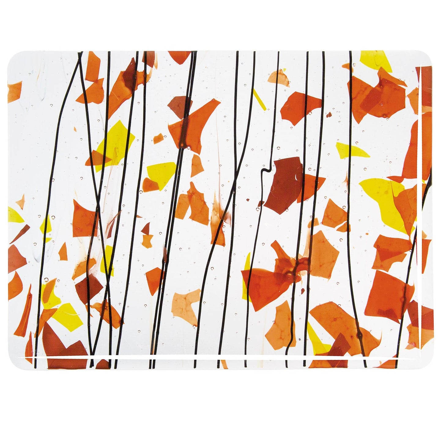Bullseye COE90 Fusing Glass 004111 AUTUMN: Orange, Yellow & Red on Clear Half Sheet