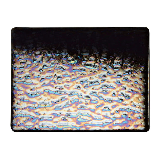 Bullseye COE90 Fusing Glass 000100 Black, Soft Ripple, Iridescent, Rainbow Handy Sheet