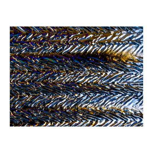 Bullseye COE90 Fusing Glass 000100 Black, Granite, Herringbone Ripple, Iridescent, Rainbow Handy Sheet