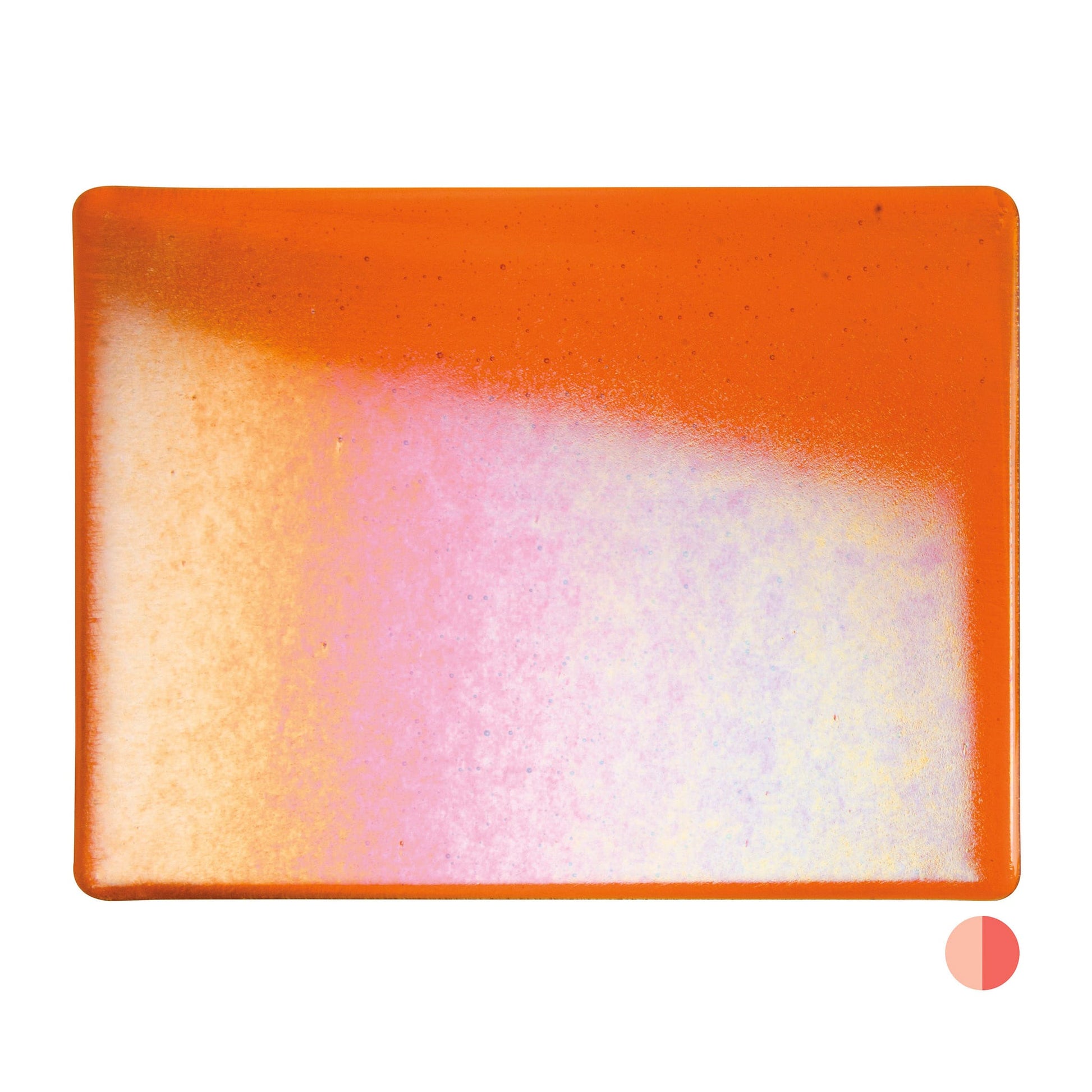 Bullseye COE90 Fusing Glass 001025 Light Orange, Iridescent, Rainbow Handy Sheet