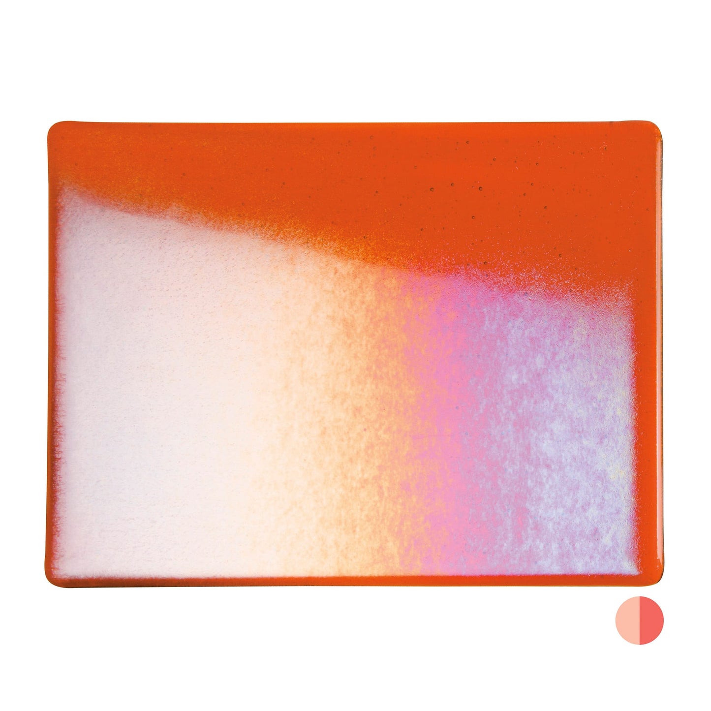 Bullseye COE90 Fusing Glass 001125 Orange, Iridescent, Rainbow Full Sheet