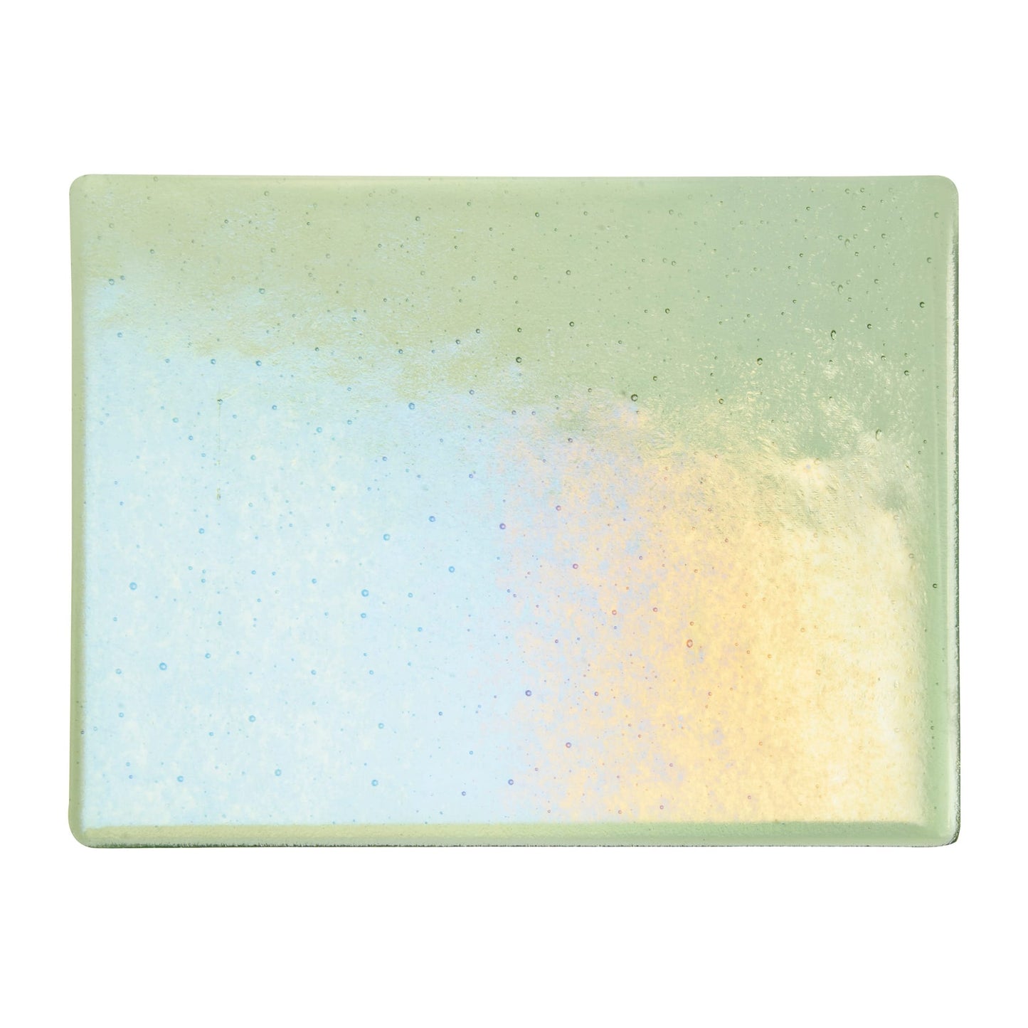 Bullseye COE90 Fusing Glass 001217 Leaf Green, Iridescent, Rainbow Handy Sheet