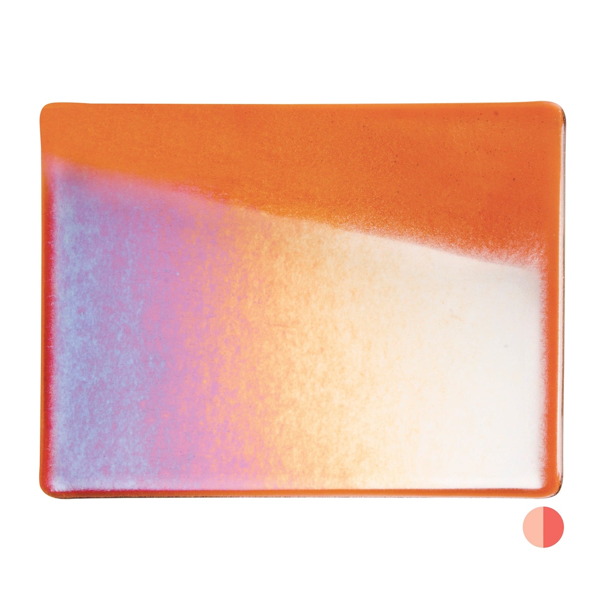 Bullseye COE90 Fusing Glass 001305 Sunset Coral, Iridescent, Rainbow Full Sheet
