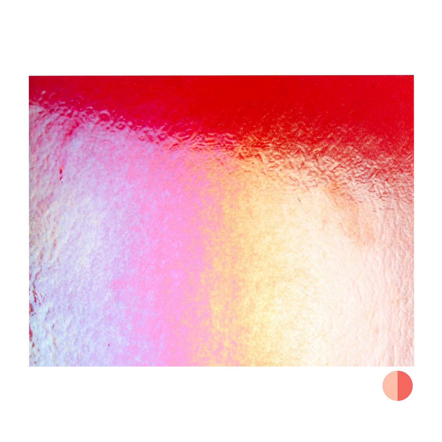 Bullseye COE90 Fusing Glass 001322 Garnet Red, Iridescent, Rainbow Handy Sheet