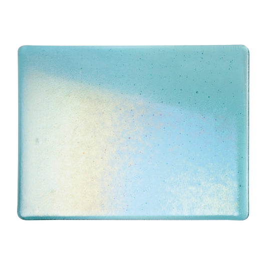 Bullseye COE90 Fusing Glass 001408 Light Aquamarine Blue, Iridescent, Rainbow Full Sheet