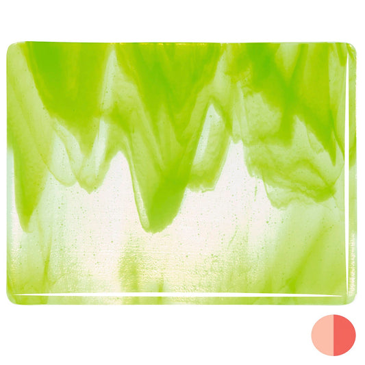 Bullseye COE90 Fusing Glass 002026 Clear, Spring Green Opalescent Handy Sheet