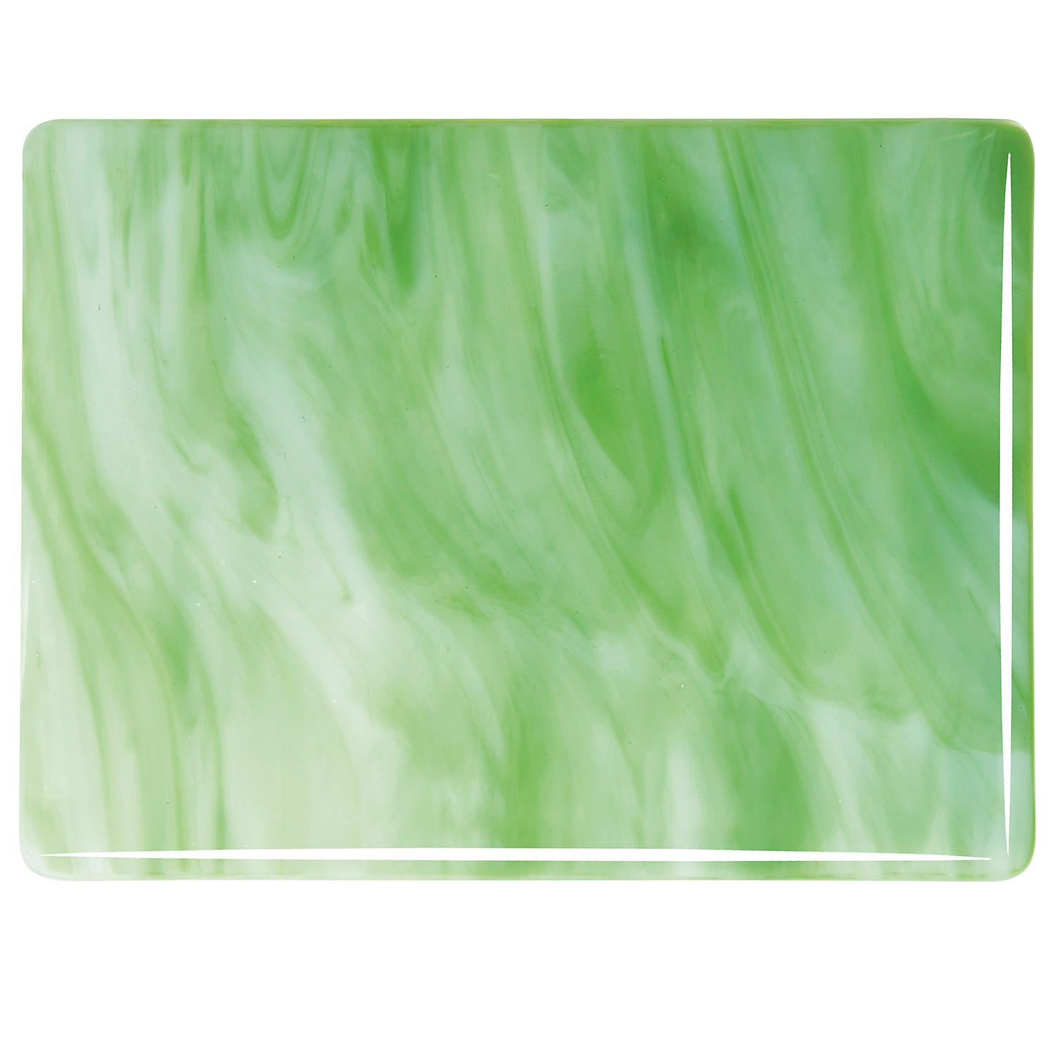 Bullseye COE90 Fusing Glass 002107 White Opalescent, Light Green Half Sheet