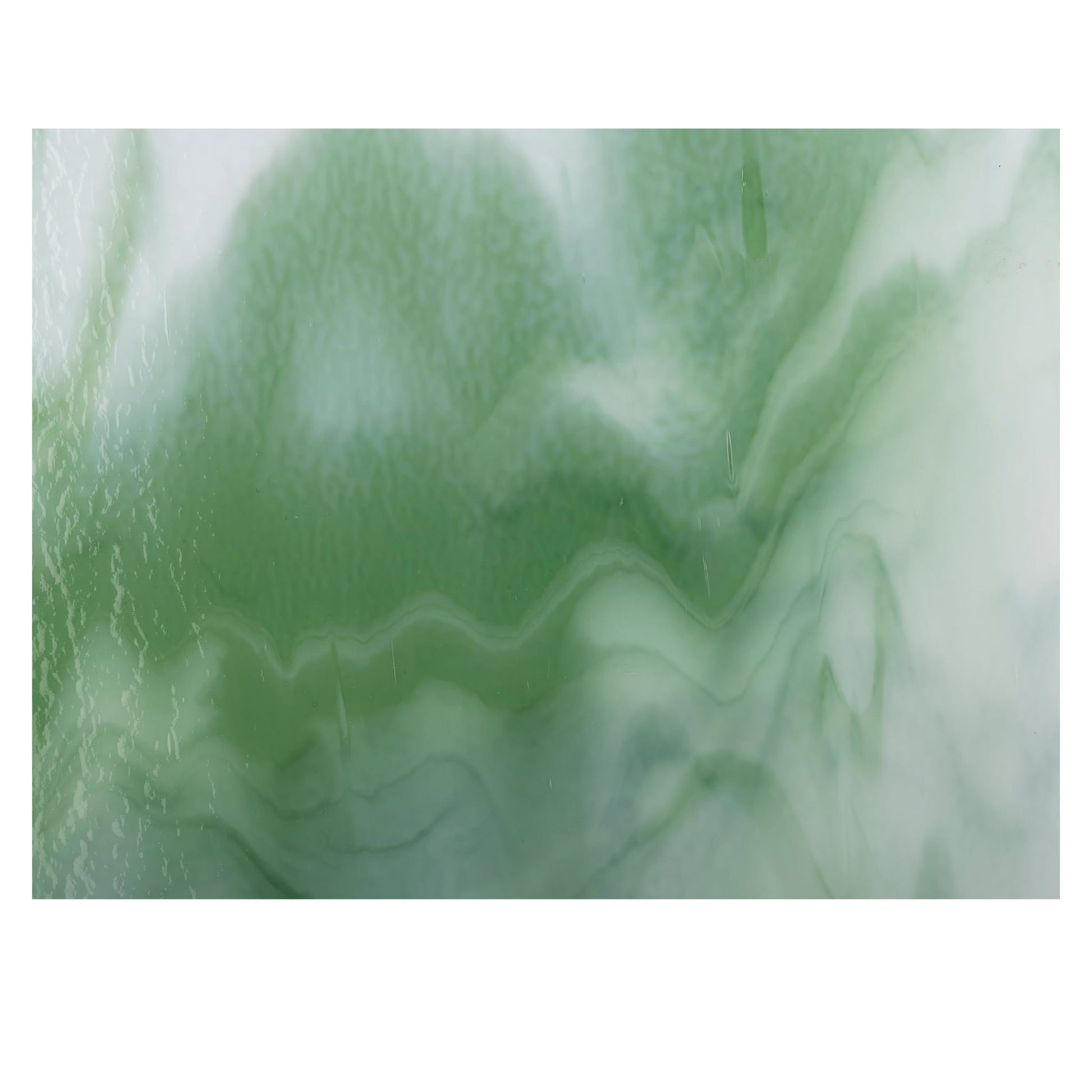 Bullseye COE90 Fusing Glass 002107 White Opalescent, Light Green Half Sheet