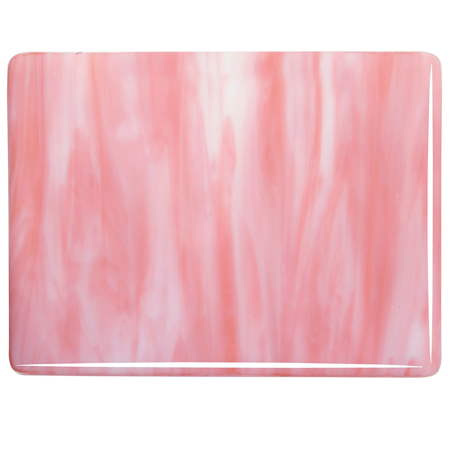 Bullseye COE90 Fusing Glass 002305 White Opalescent, Salmon Pink Opalescent Full Sheet