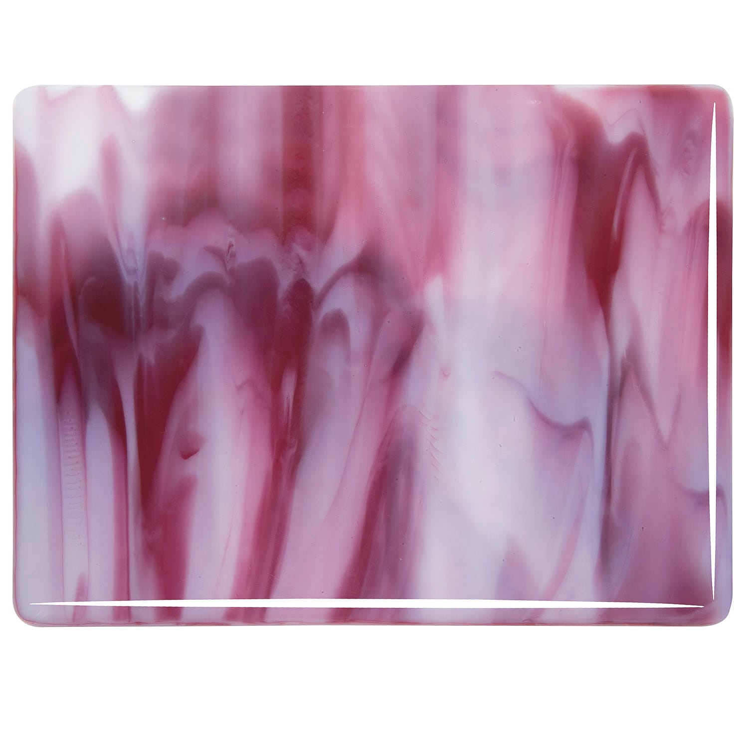 Bullseye COE90 Fusing Glass 002310 White Opalescent, Cranberry Pink Full Sheet