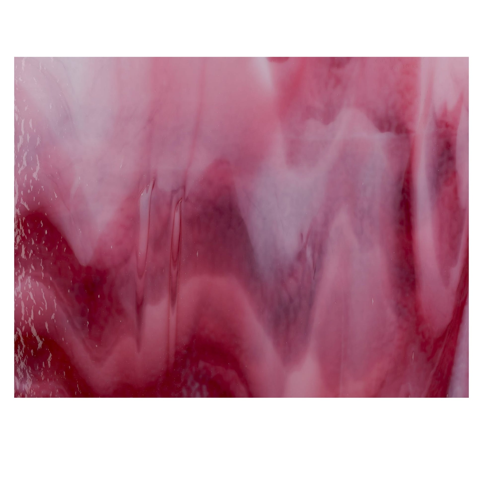 Bullseye COE90 Fusing Glass 002310 White Opalescent, Cranberry Pink Full Sheet