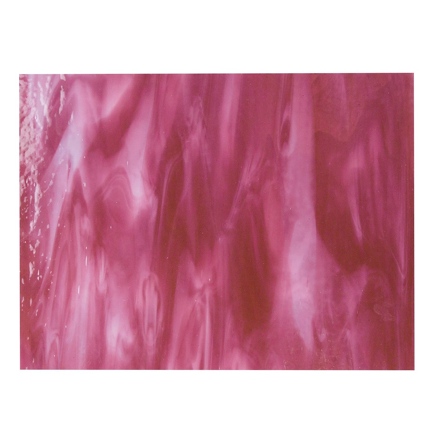 Bullseye COE90 Fusing Glass 002311 Cranberry Pink, White Opalescent Handy Sheet