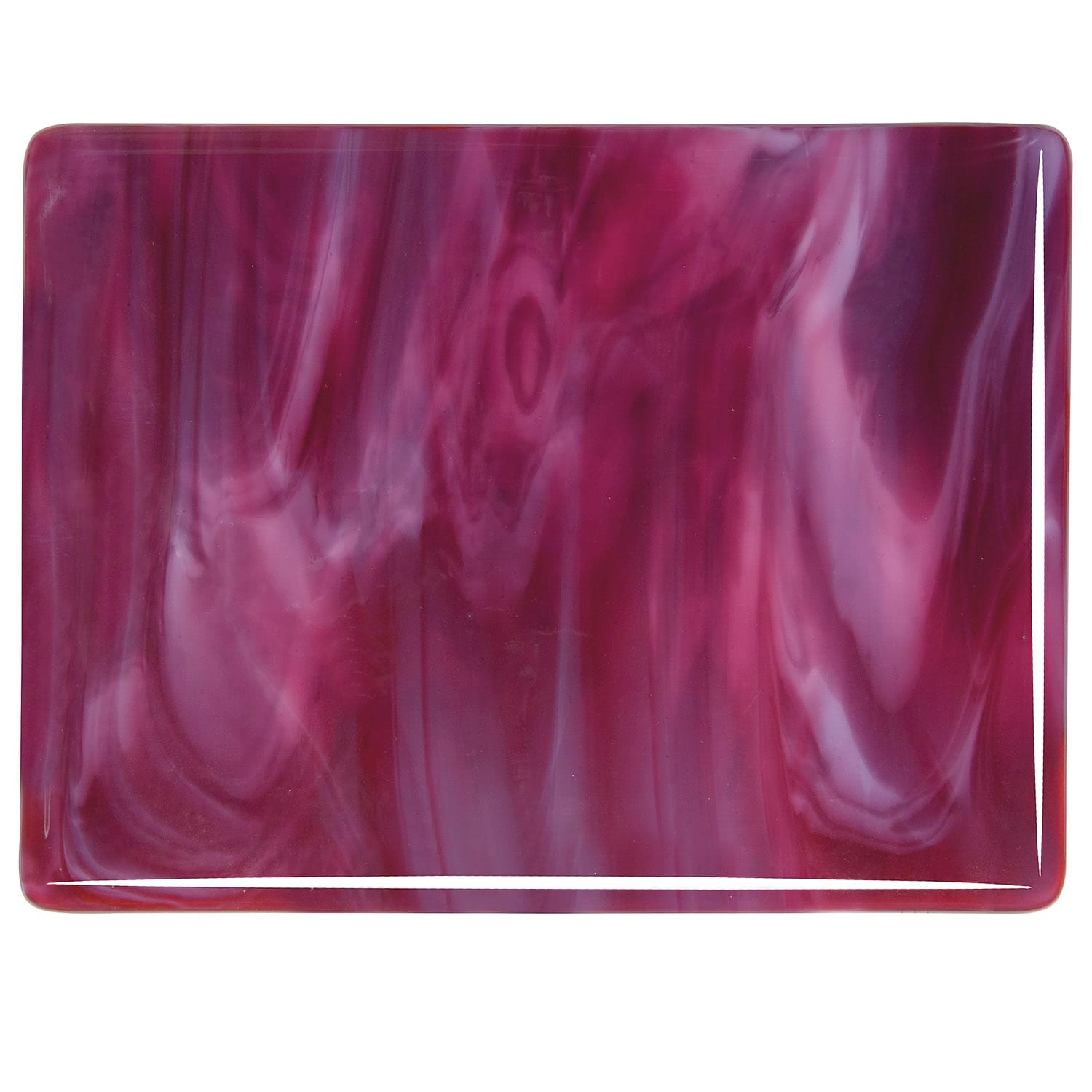 Bullseye COE90 Fusing Glass 002311 Cranberry Pink, White Opalescent Handy Sheet