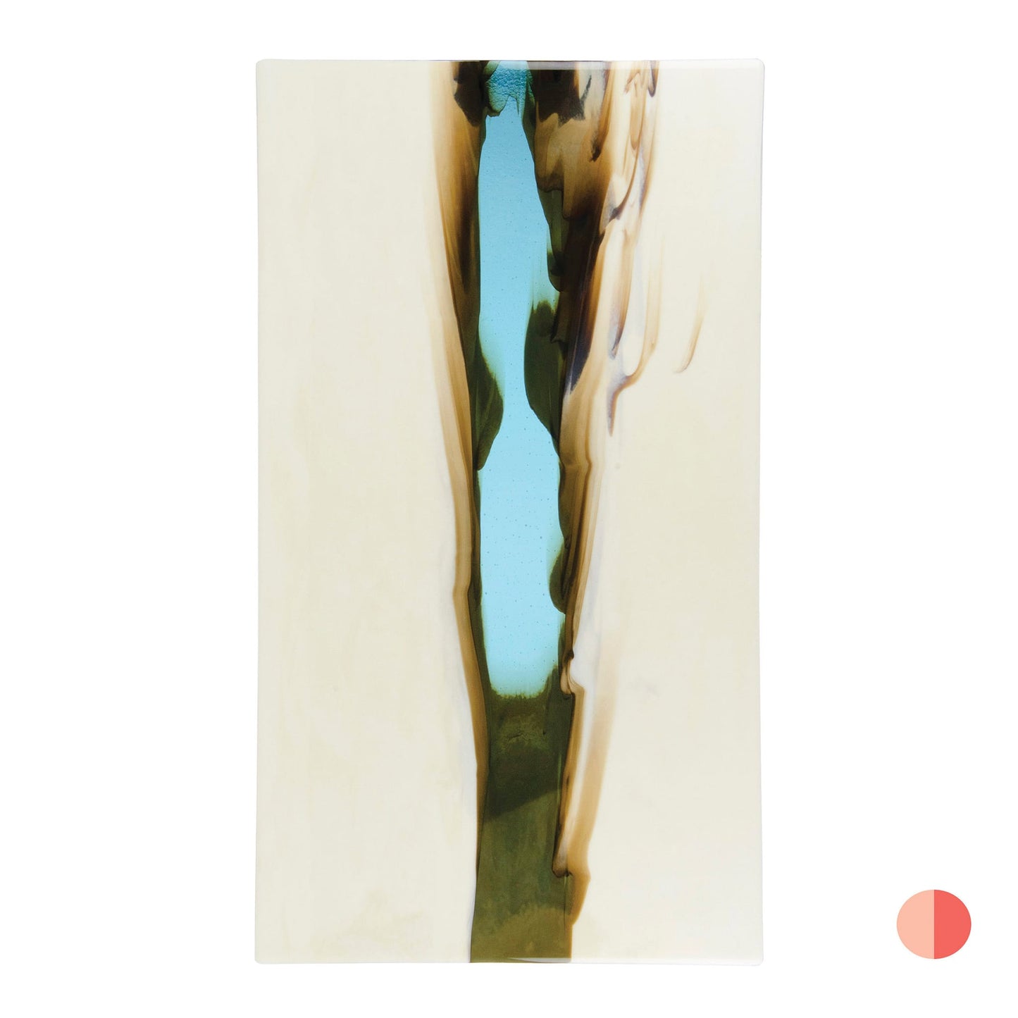 Bullseye COE90 Fusing Glass 002537 French Vanilla with Light Turquoise Blue Cascade Half Sheet