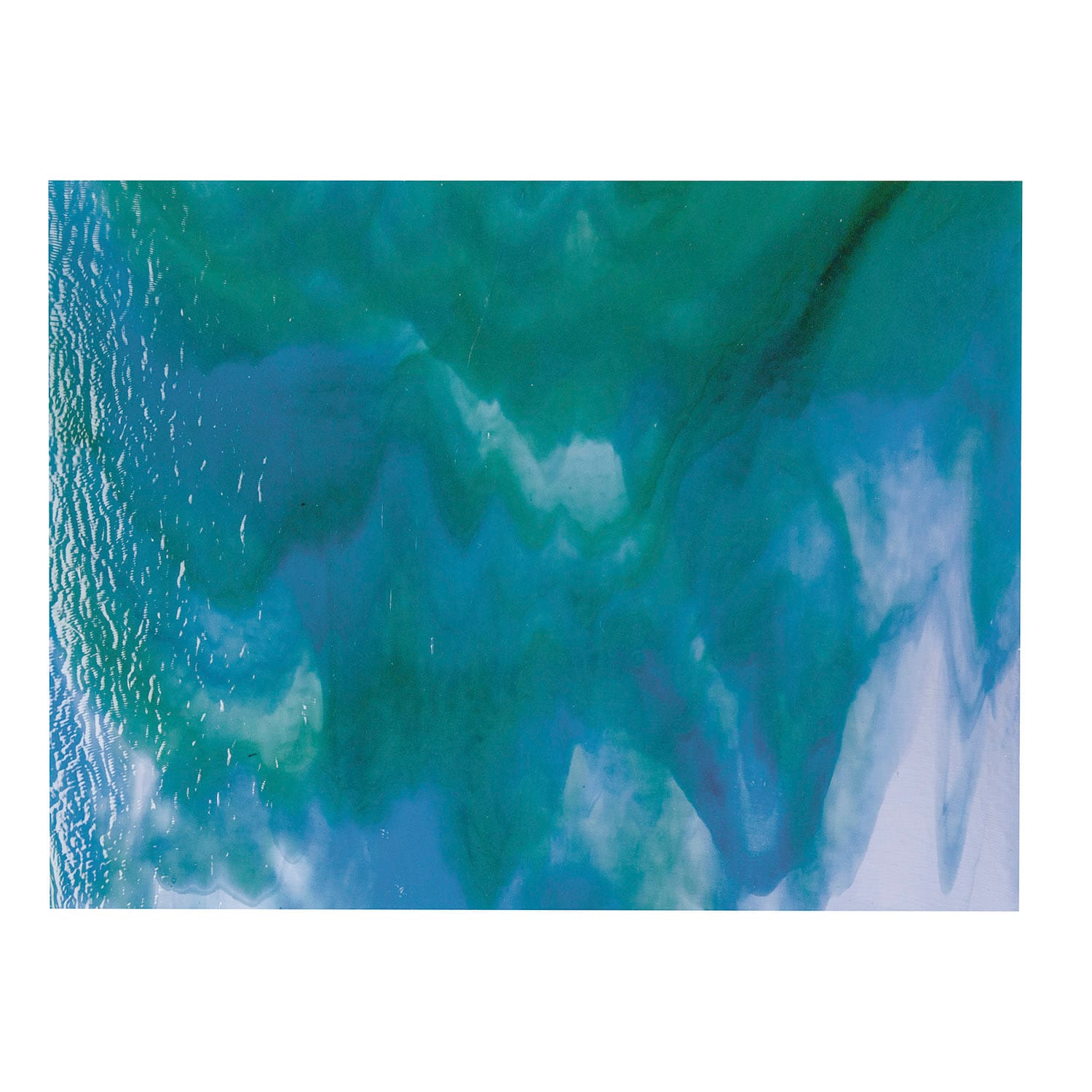 Bullseye COE90 Fusing Glass 003045 Azure Blue Opalescent, Jade Green Opalescent, Neo-Lavender Full Sheet
