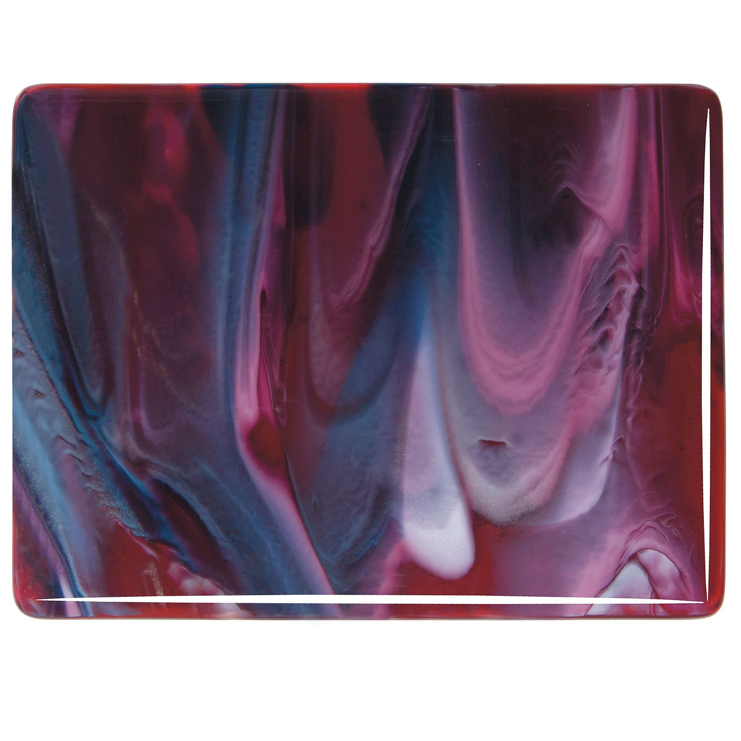 Bullseye COE90 Fusing Glass 003346 Cranberry Pink, Azure Blue, White Handy Sheet