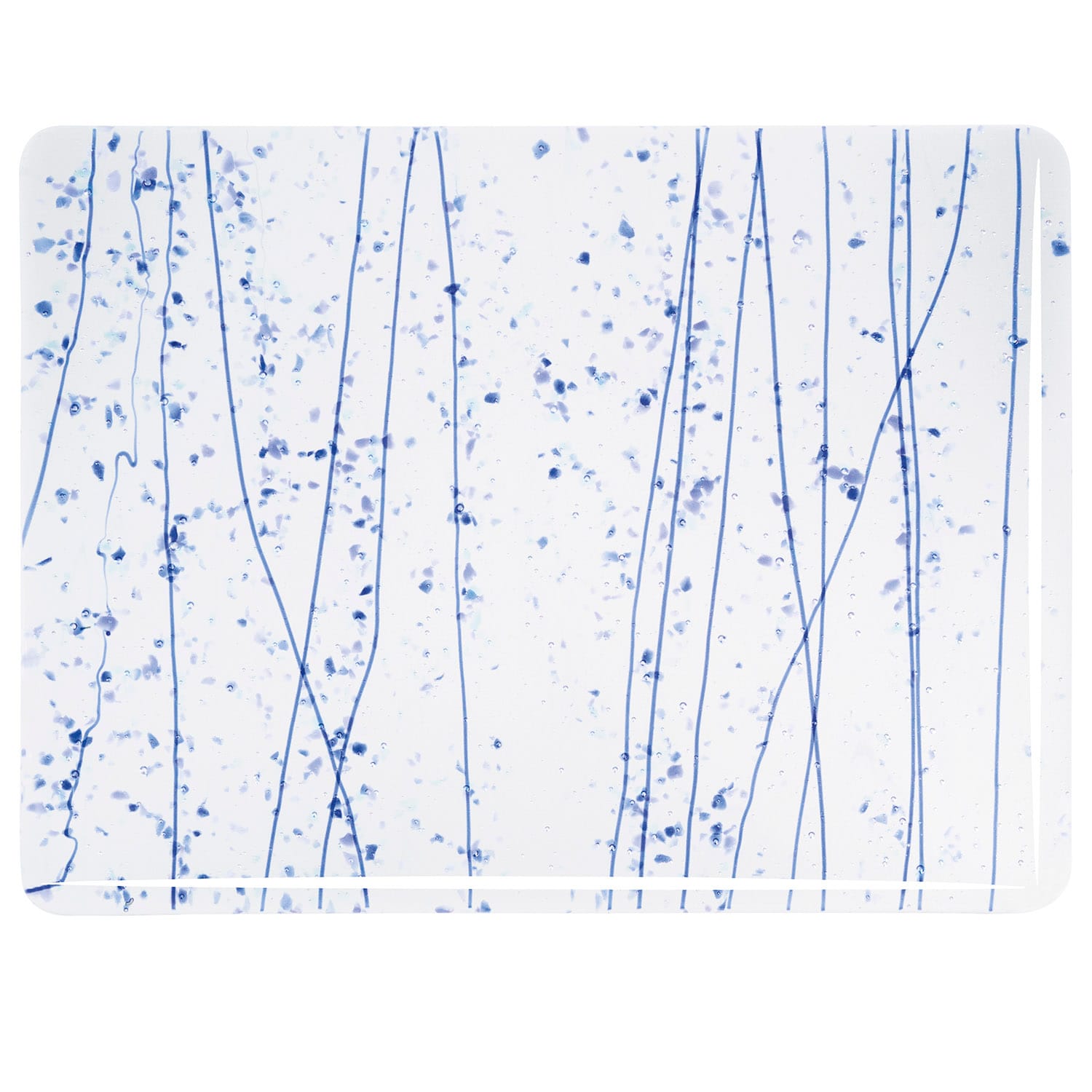 Bullseye COE90 Fusing Glass 004219 Cobalt Flue, Gray Blue & Aqua Frit, Blue Streamers Handy Sheet