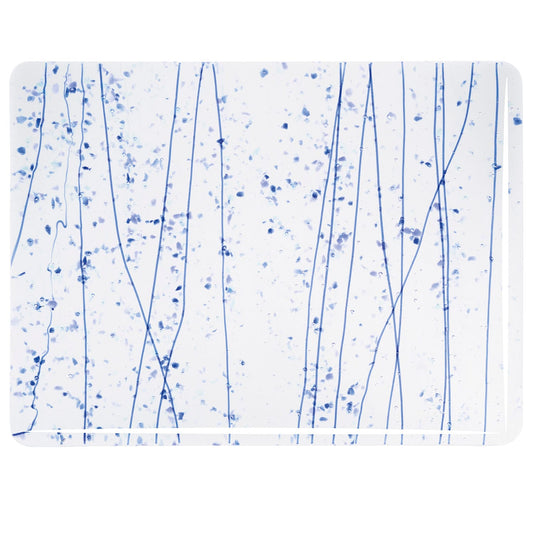 Bullseye COE90 Fusing Glass 004219 Cobalt Flue, Gray Blue & Aqua Frit, Blue Streamers Handy Sheet